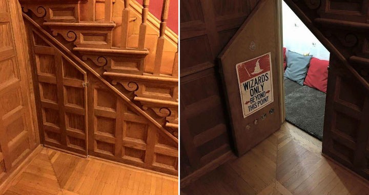 Mama plină de resurse a transformat un dulap vechi de sub scări în camera secretă a lui Harry Potter