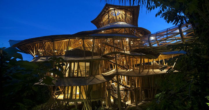 o casă fantastică făcută din tulpini de bambus a apărut în Bali