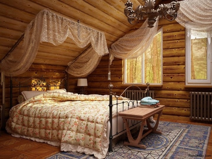 Dormitor în stil rustic: cele mai bune fotografii de interioare
